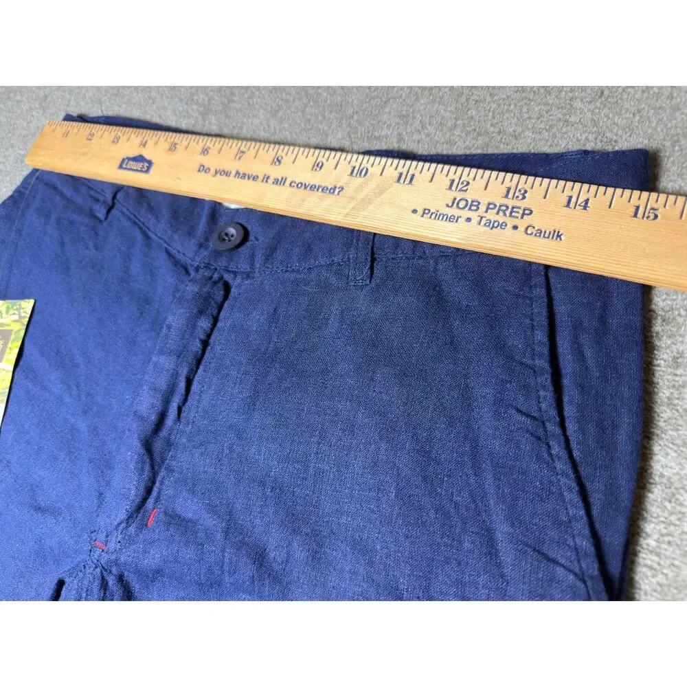 Tropic of Linen Mens Navy Blue Linen Cotton Trouser Pants Size S NWT Resortwear